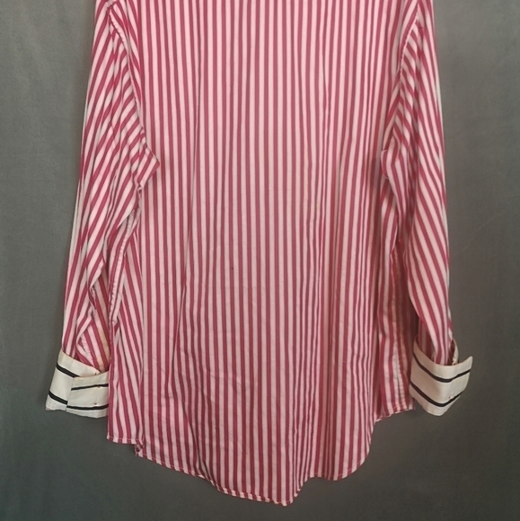 90s Vintage Robert Graham Pink Oversized Stiped Button-down French Cuffed Shirt - Picture 10 of 11